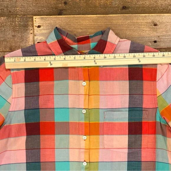 J. Crew Lightweight Colorful Plaid Button-Up Women’s Shirt - Picture 4 of 9
